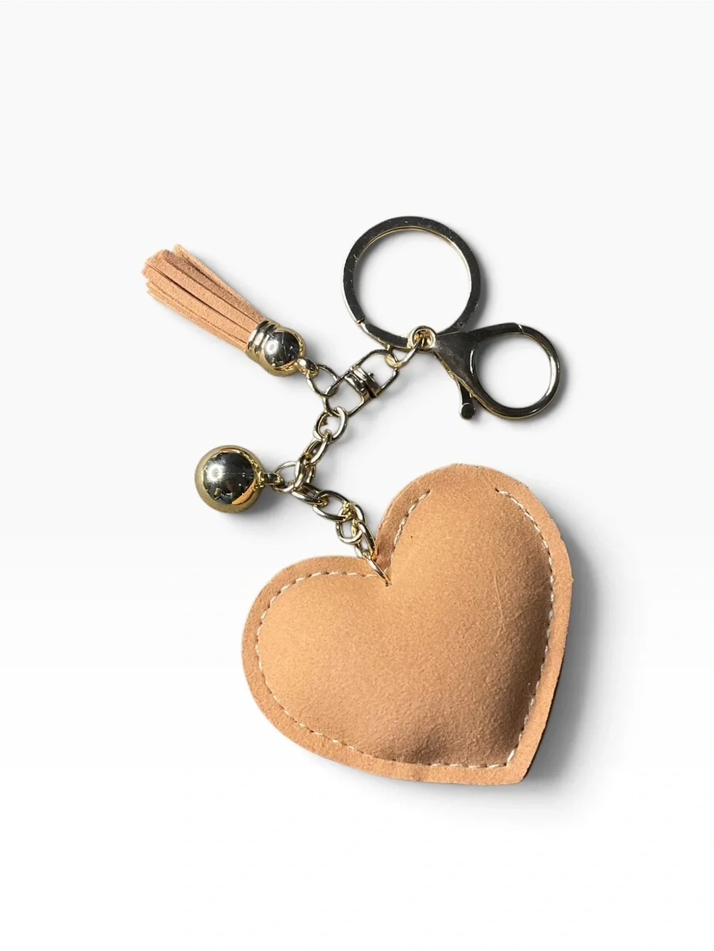 Crystal Heart Tassel Keychain or Bag Charm in Rose Gold